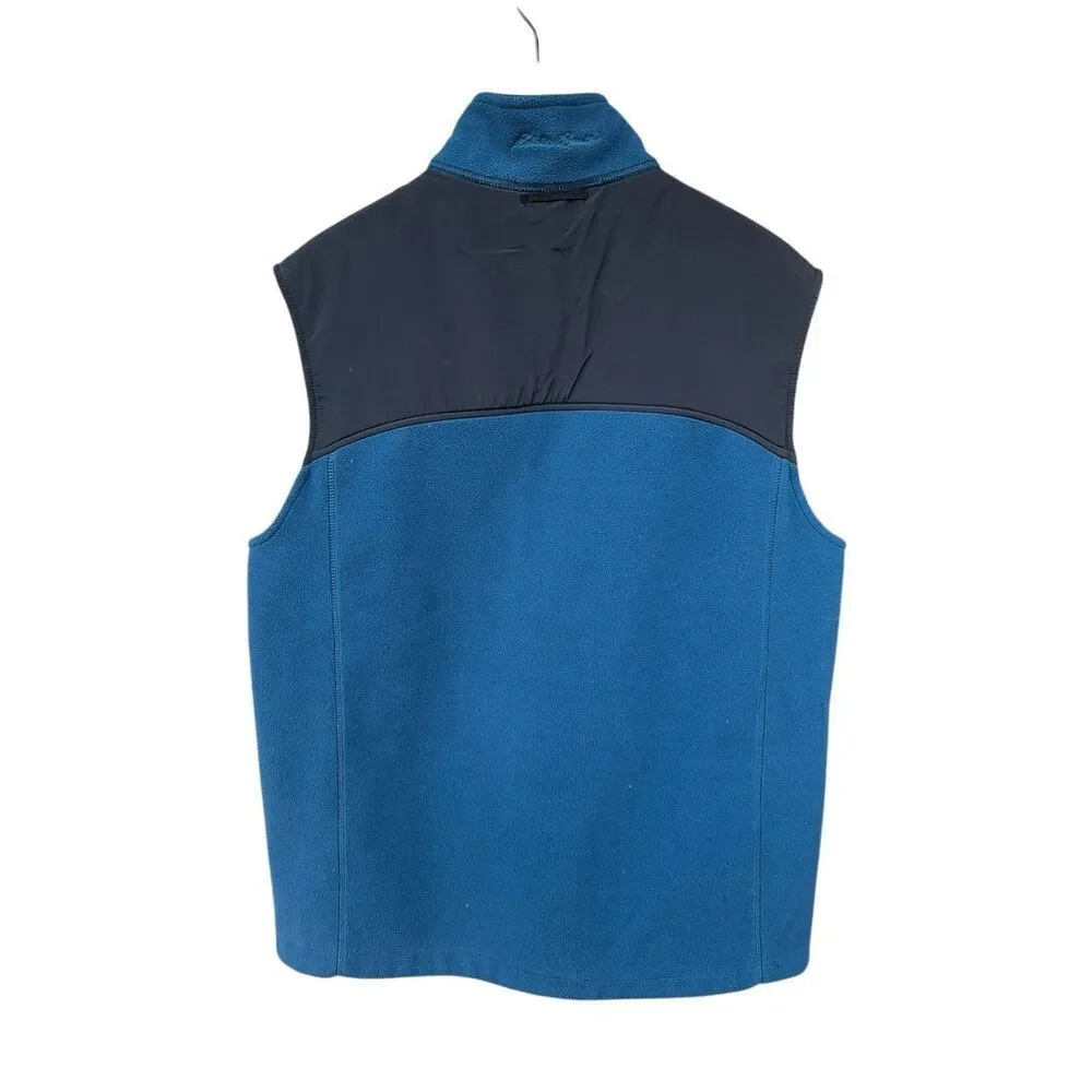 Eddie Bauer men’s medium Polartec Wind Pro fleece vest blue black cozy vintage